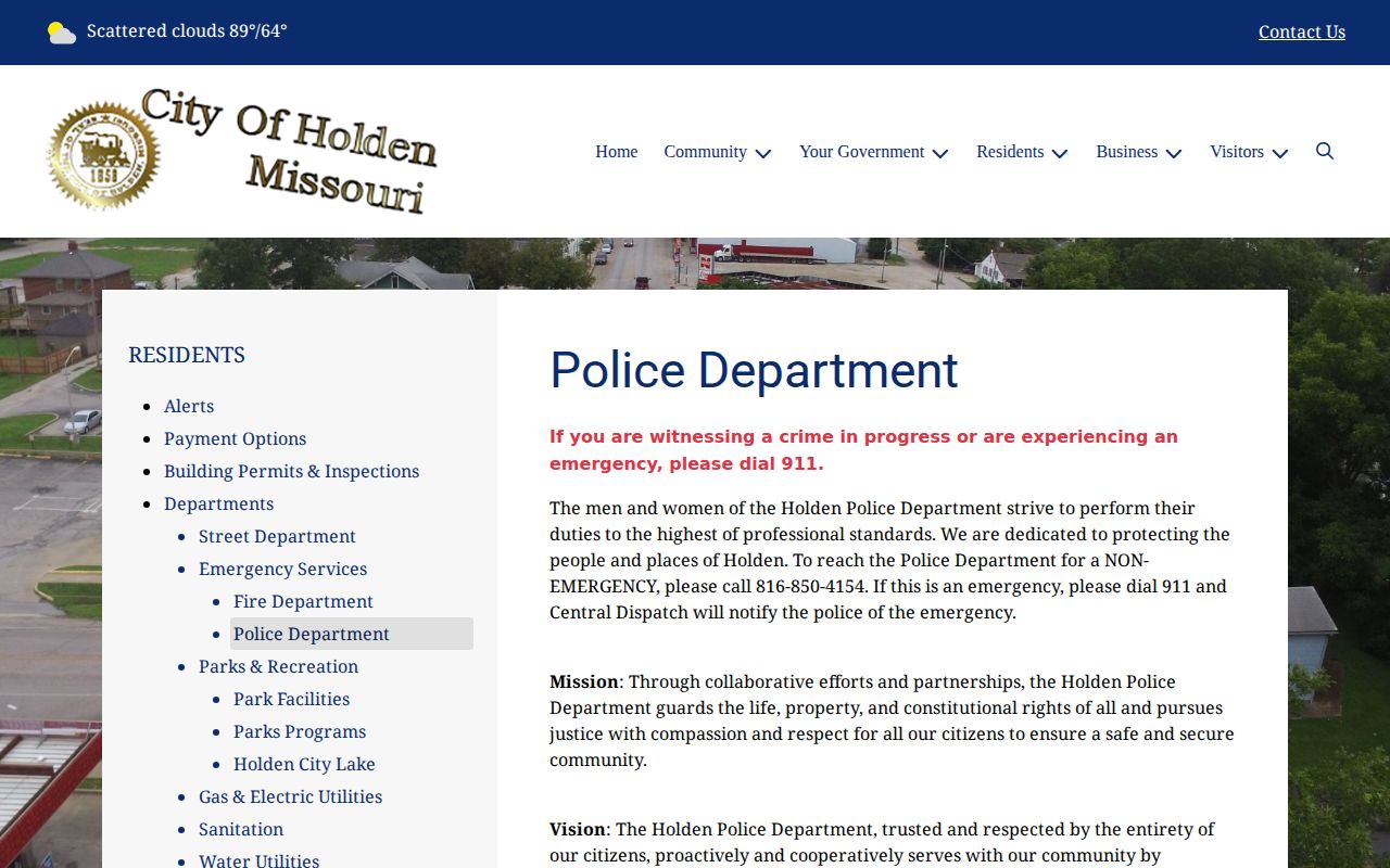 Holden Police Department public arrest-record contact source