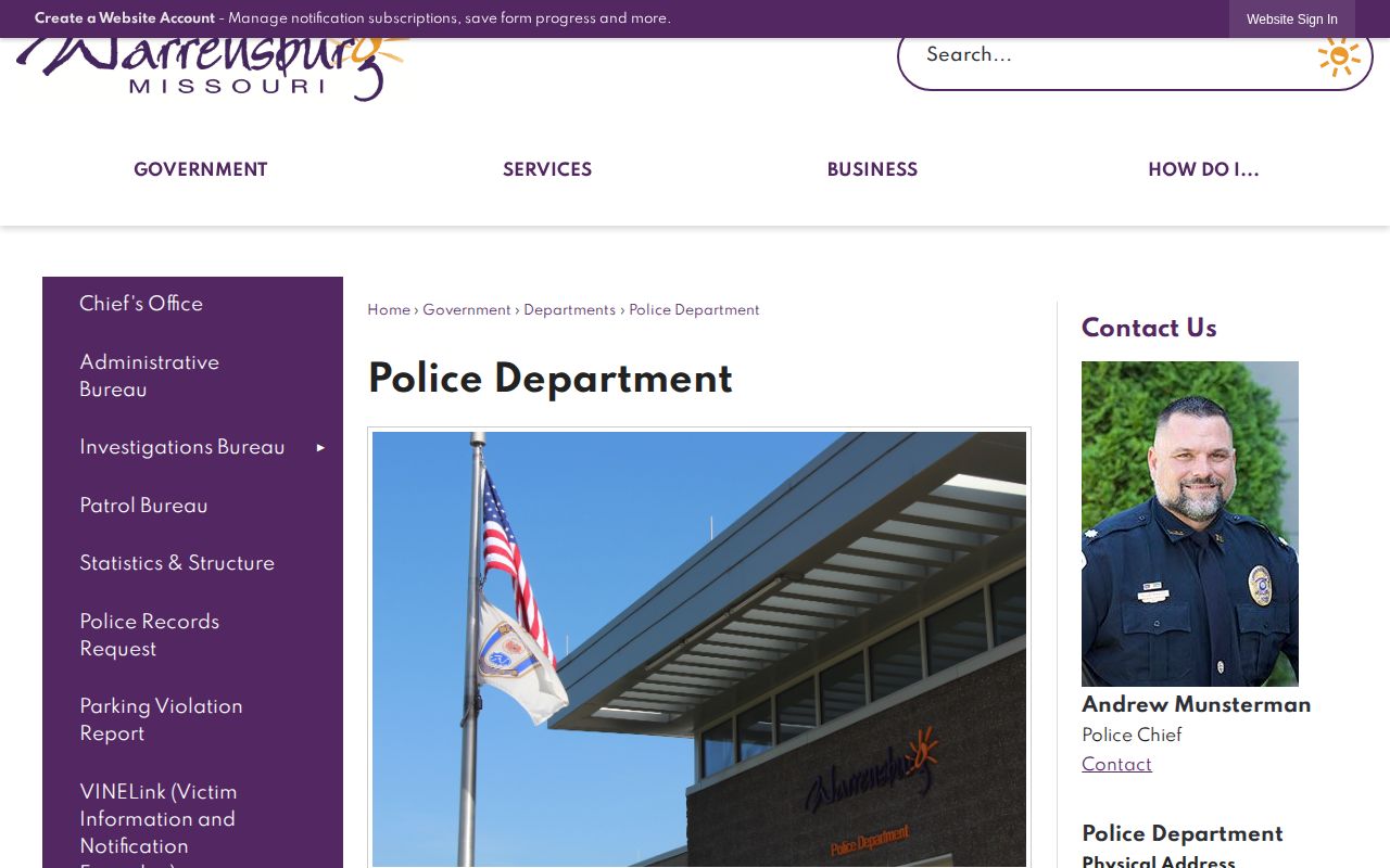 Warrensburg Police Department arrest-record contact source